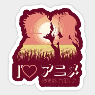I love your smile Anime style Couple Sticker